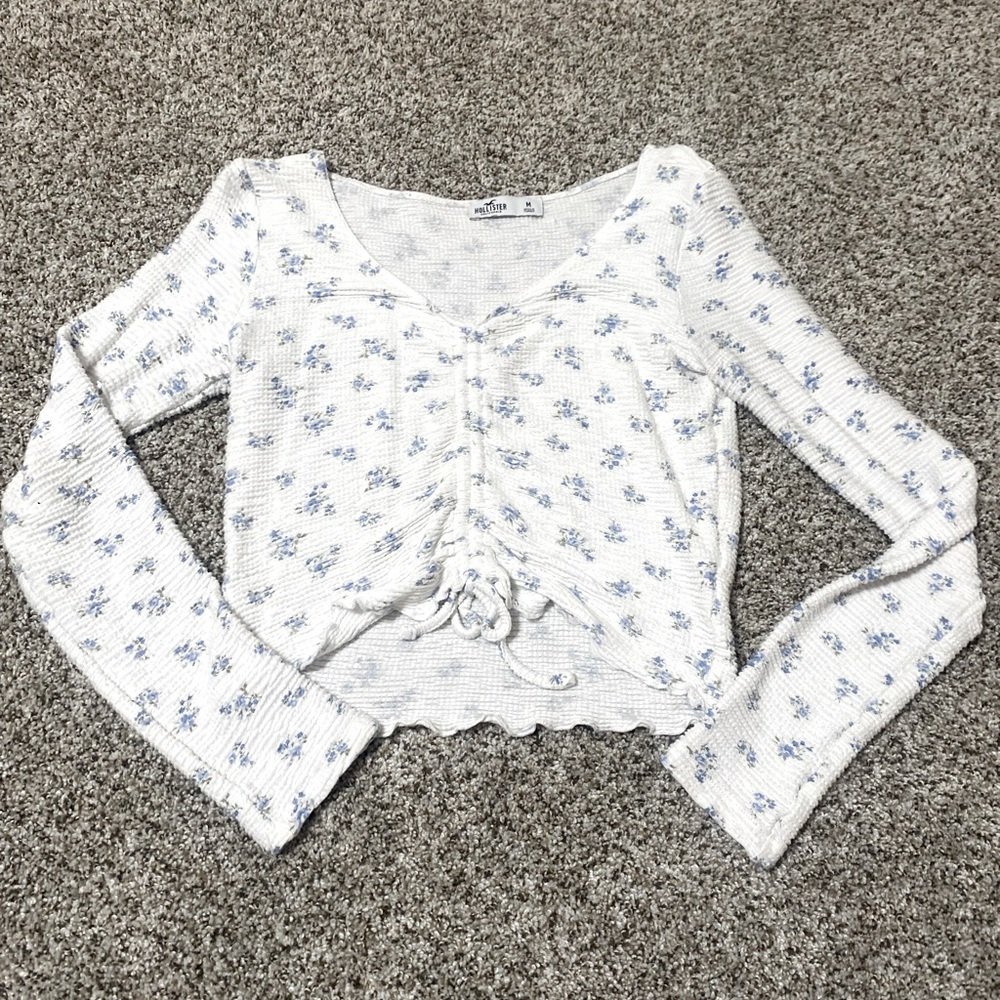 Hollister floral ruched long sleeve